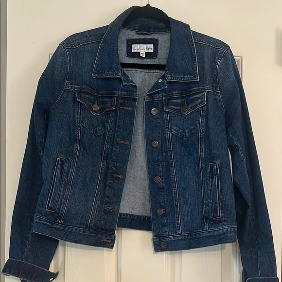 LOFT Jackets Coats Loft Blue Jean Jacket Cropped Fitted